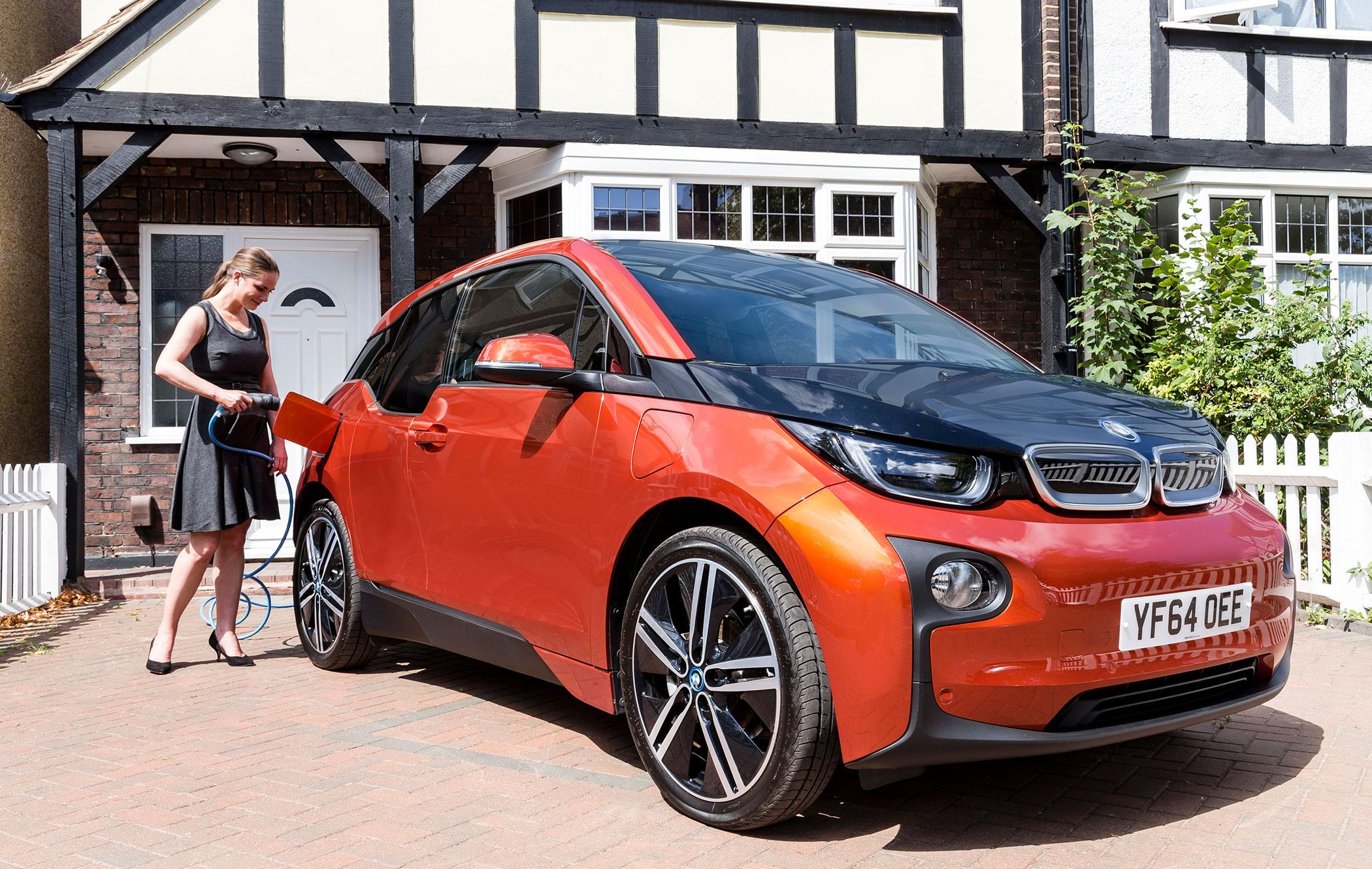 An orange BMW i3